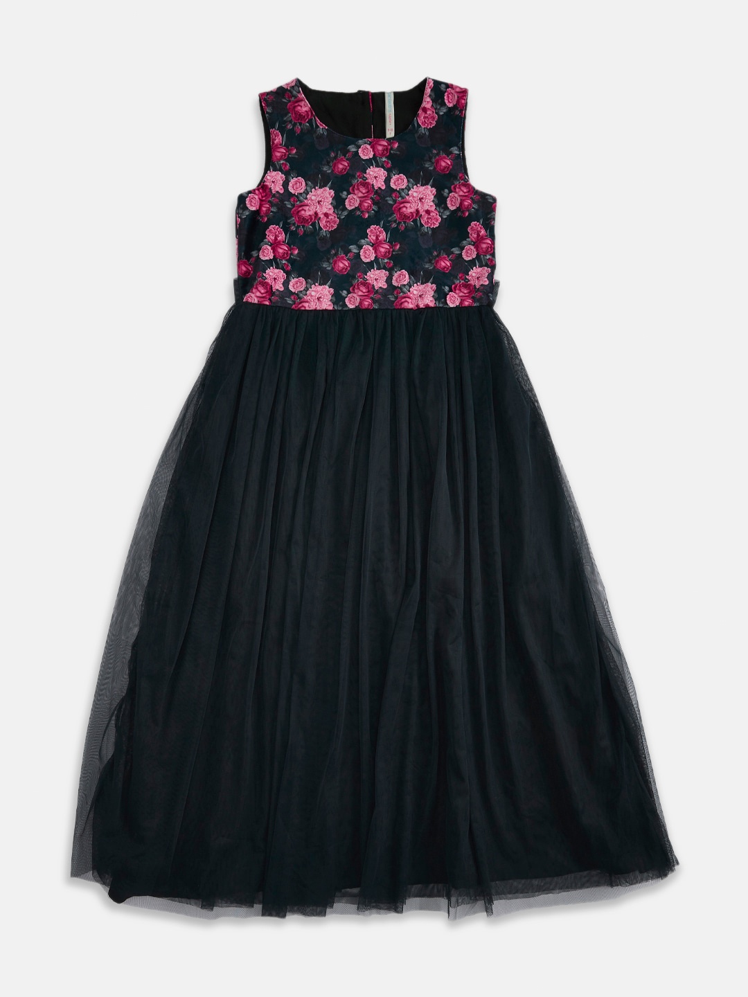 

Pantaloons Junior Girls Black & Pink Floral Cotton Maxi Dress