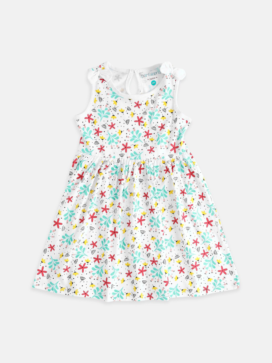 

Pantaloons Junior Girls White & Blue Printed Cotton Dress