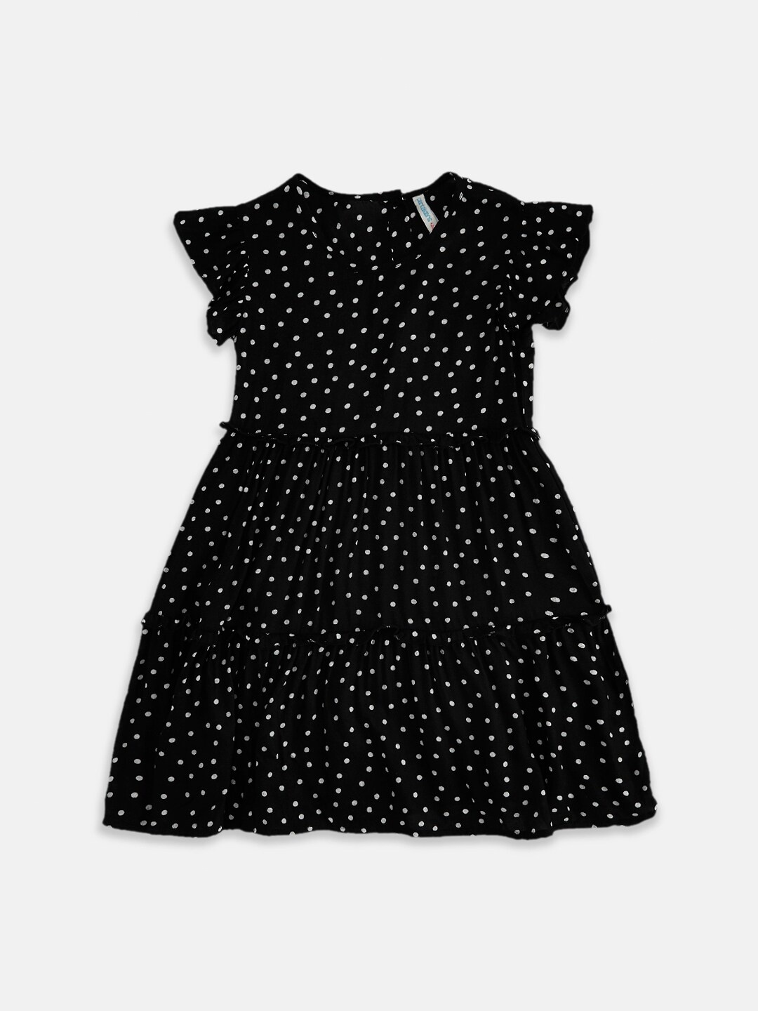 

Pantaloons Junior Girls Black Polka Dots Printed Cotton Dress