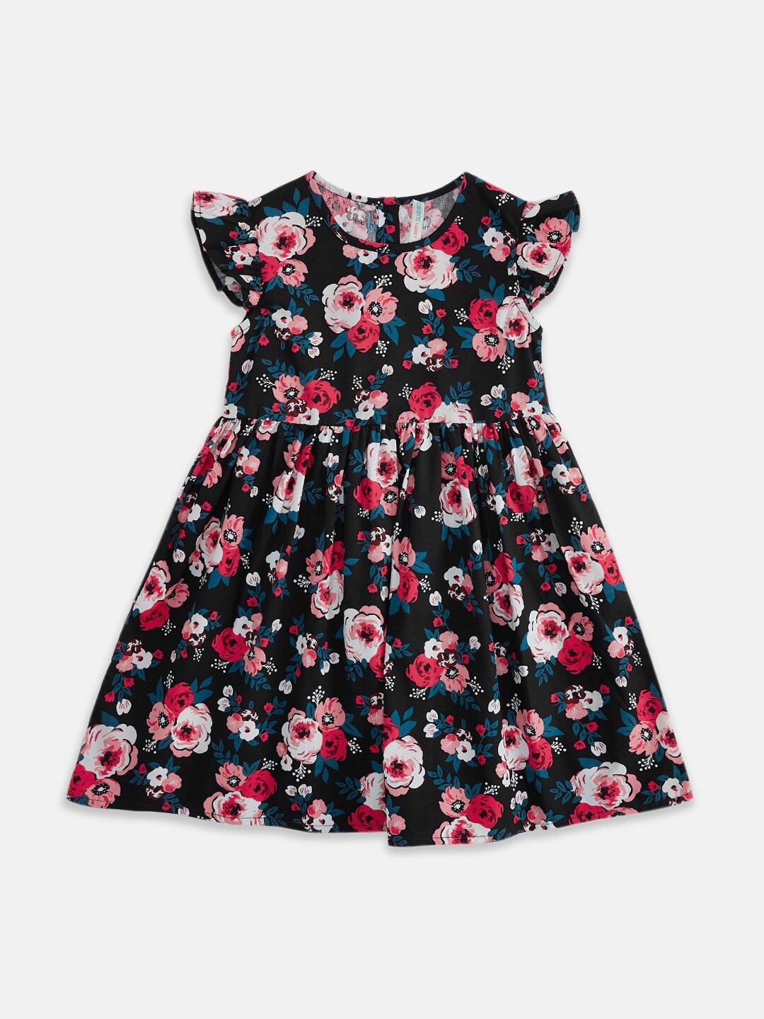 

Pantaloons Junior Girls Navy Blue Floral Cotton Dress