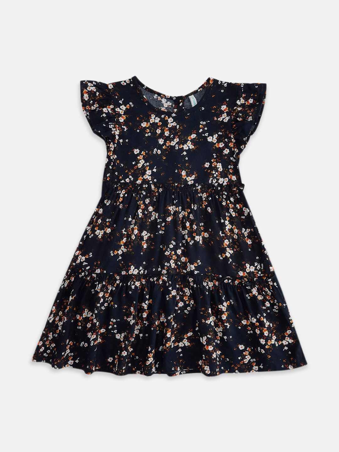 

Pantaloons Junior Navy Blue Floral Cotton Dress