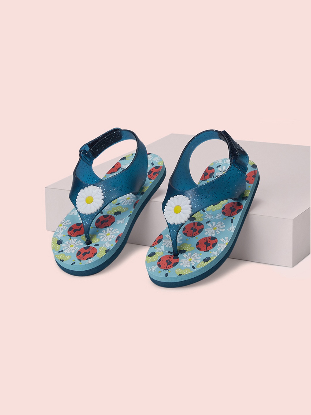 

Pantaloons Junior Girls Blue & Red Printed Thong Flip-Flops