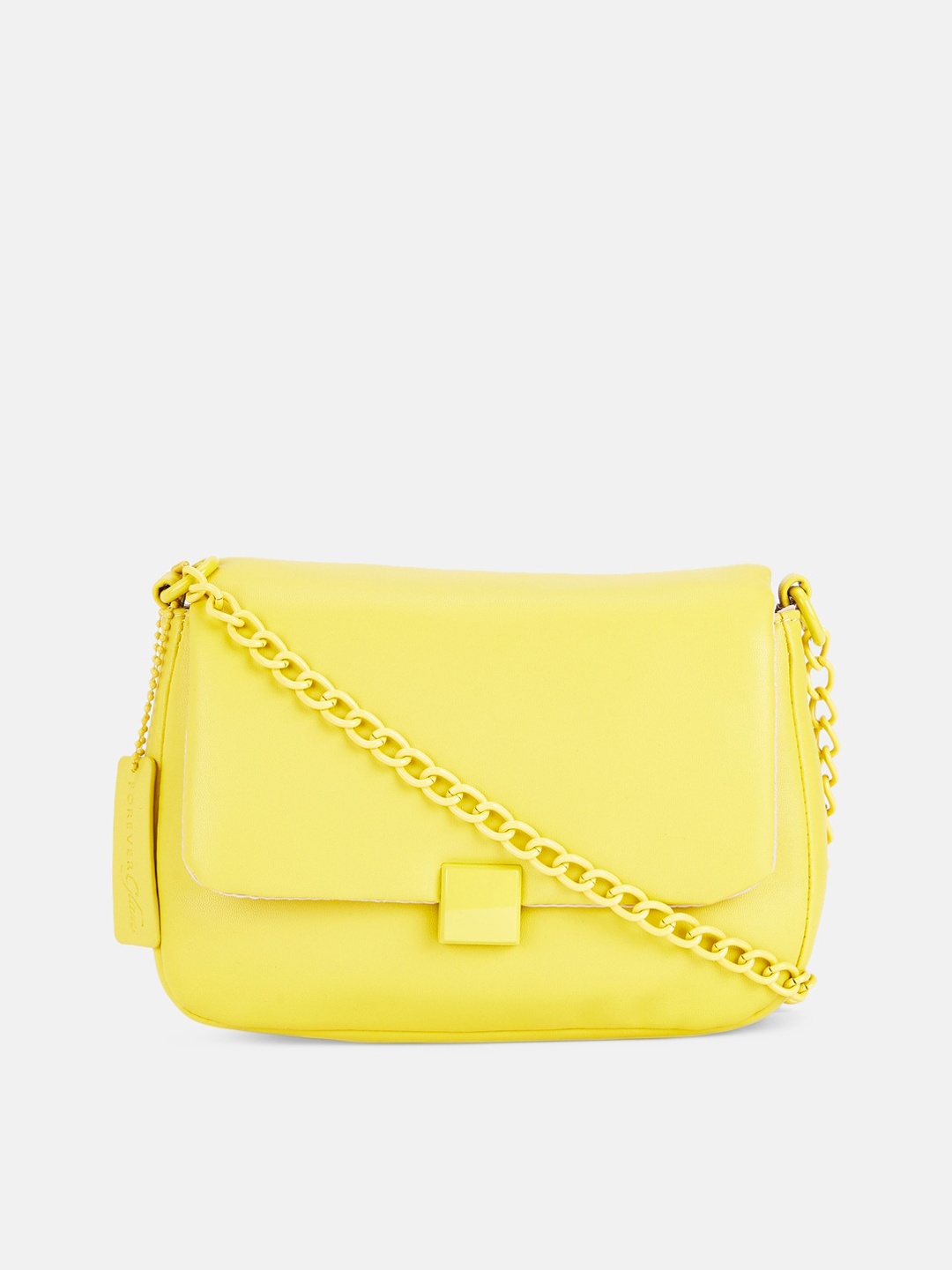 

Forever Glam by Pantaloons Yellow PU Structured Sling Bag