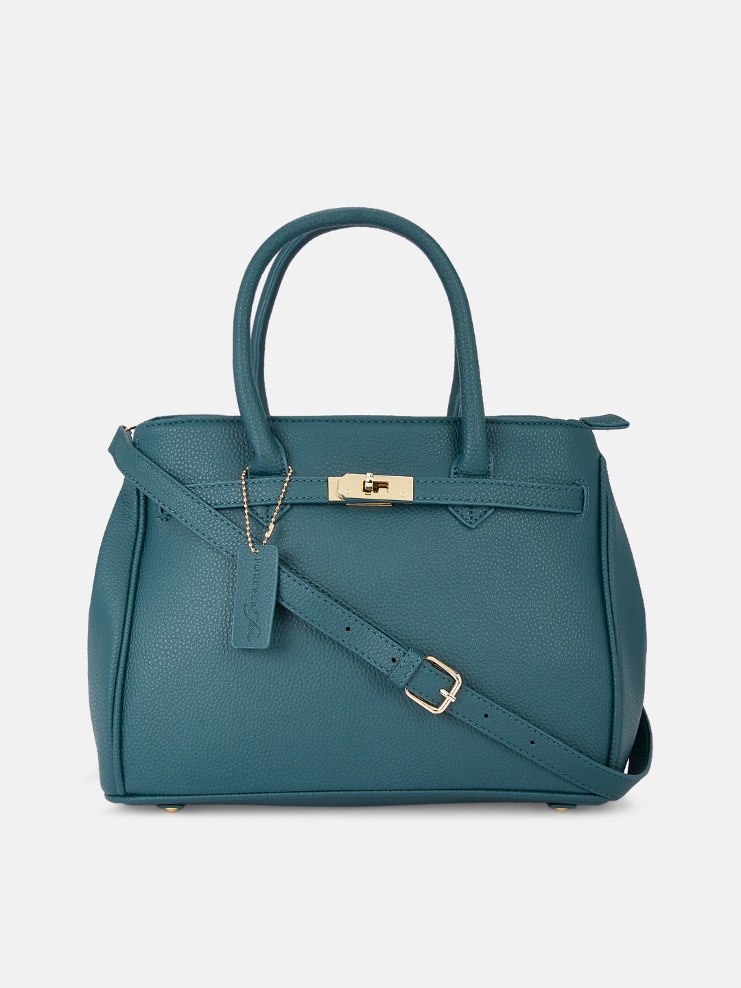 

Forever Glam by Pantaloons Teal PU Oversized Structured Handheld Bag