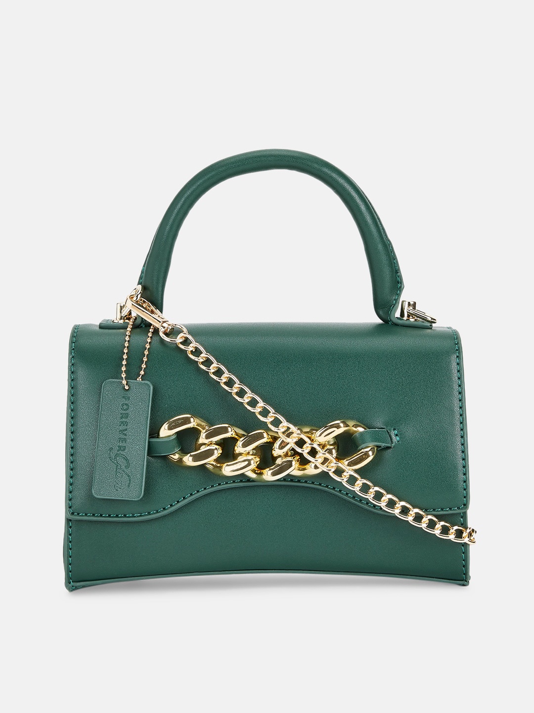 

Forever Glam by Pantaloons Green PU Structured Satchel