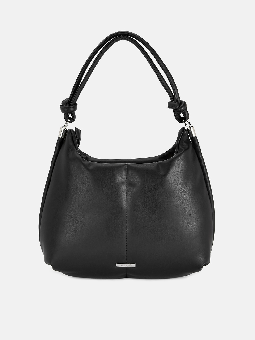 

Forever Glam by Pantaloons Women Black PU Structured Hobo Bag