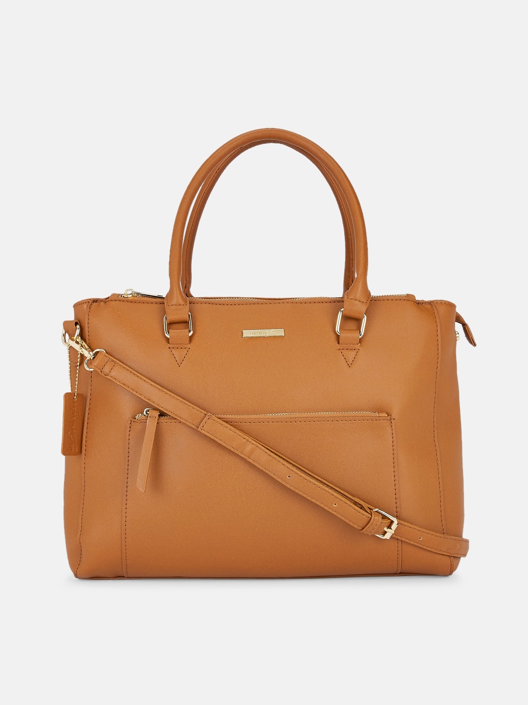 

Forever Glam by Pantaloons Women Tan PU Structured Handheld Bag