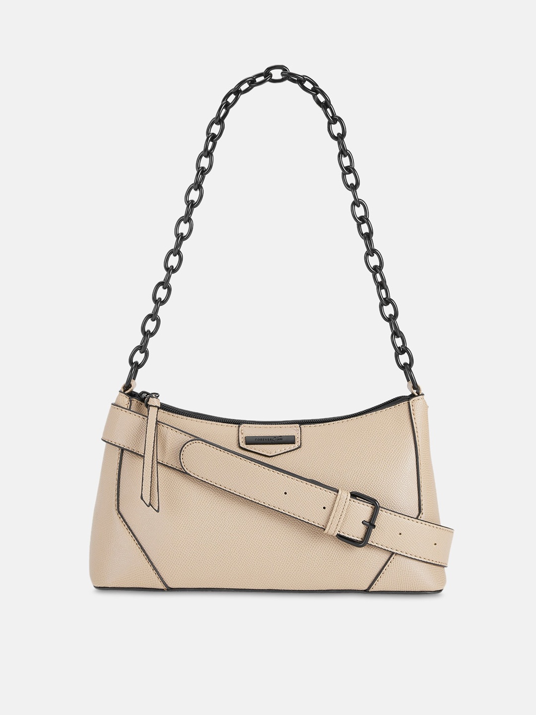 

Forever Glam by Pantaloons Women Taupe Leather Structured Hobo Bag