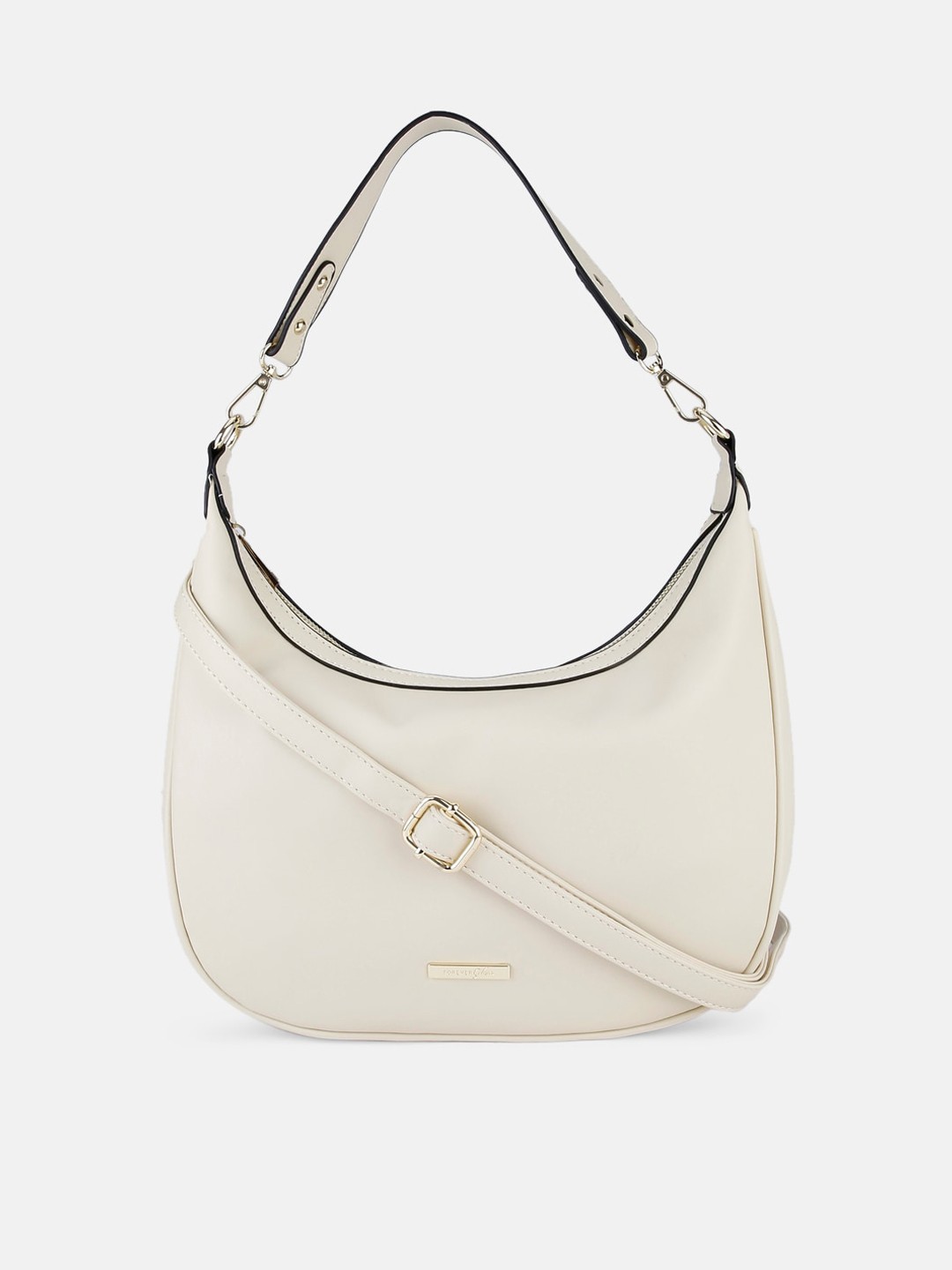 

Forever Glam by Pantaloons Beige Half Moon Hobo Bag