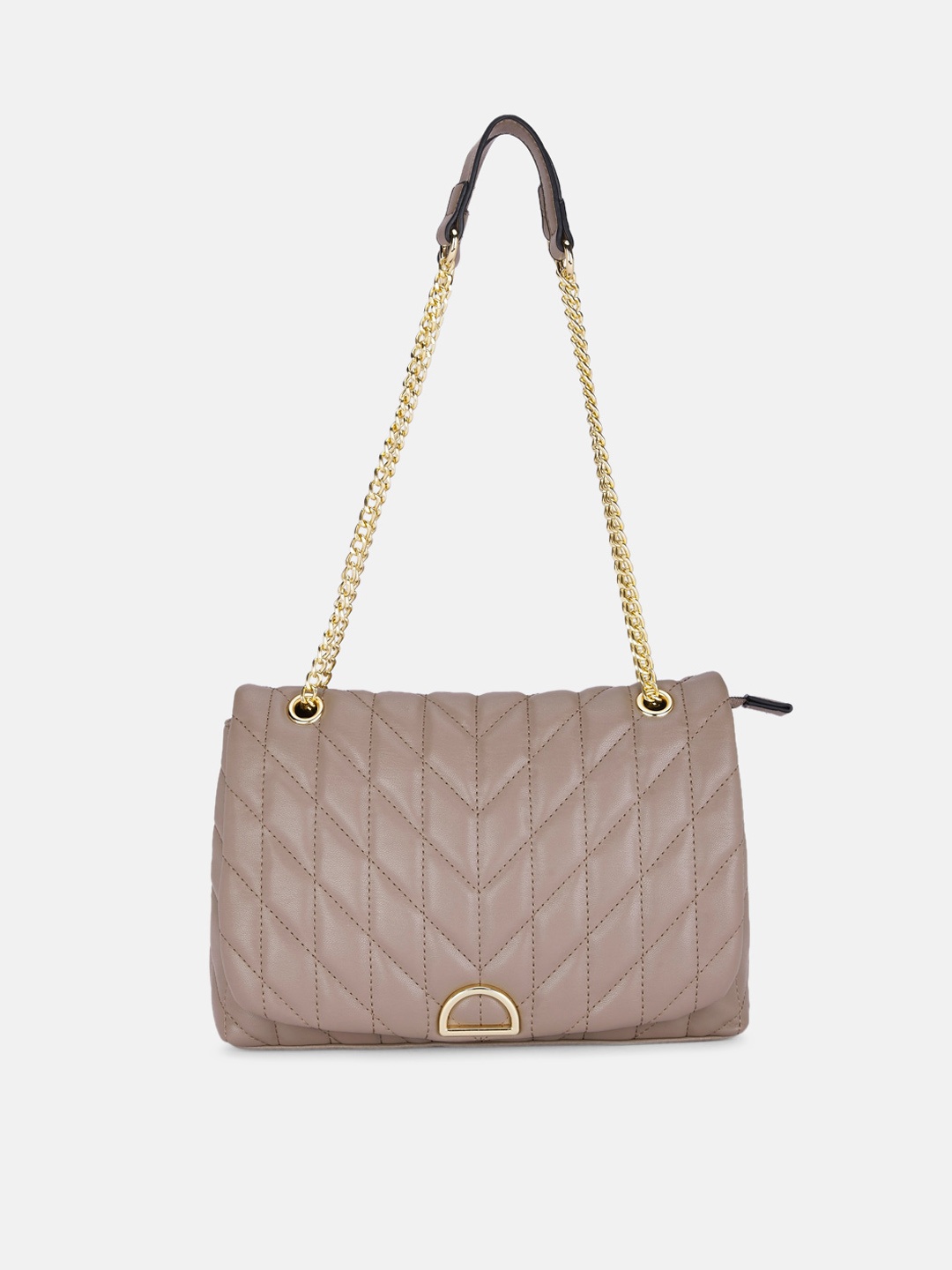 

Forever Glam by Pantaloons Women Taupe PU Structured Shoulder Bag with Quilted