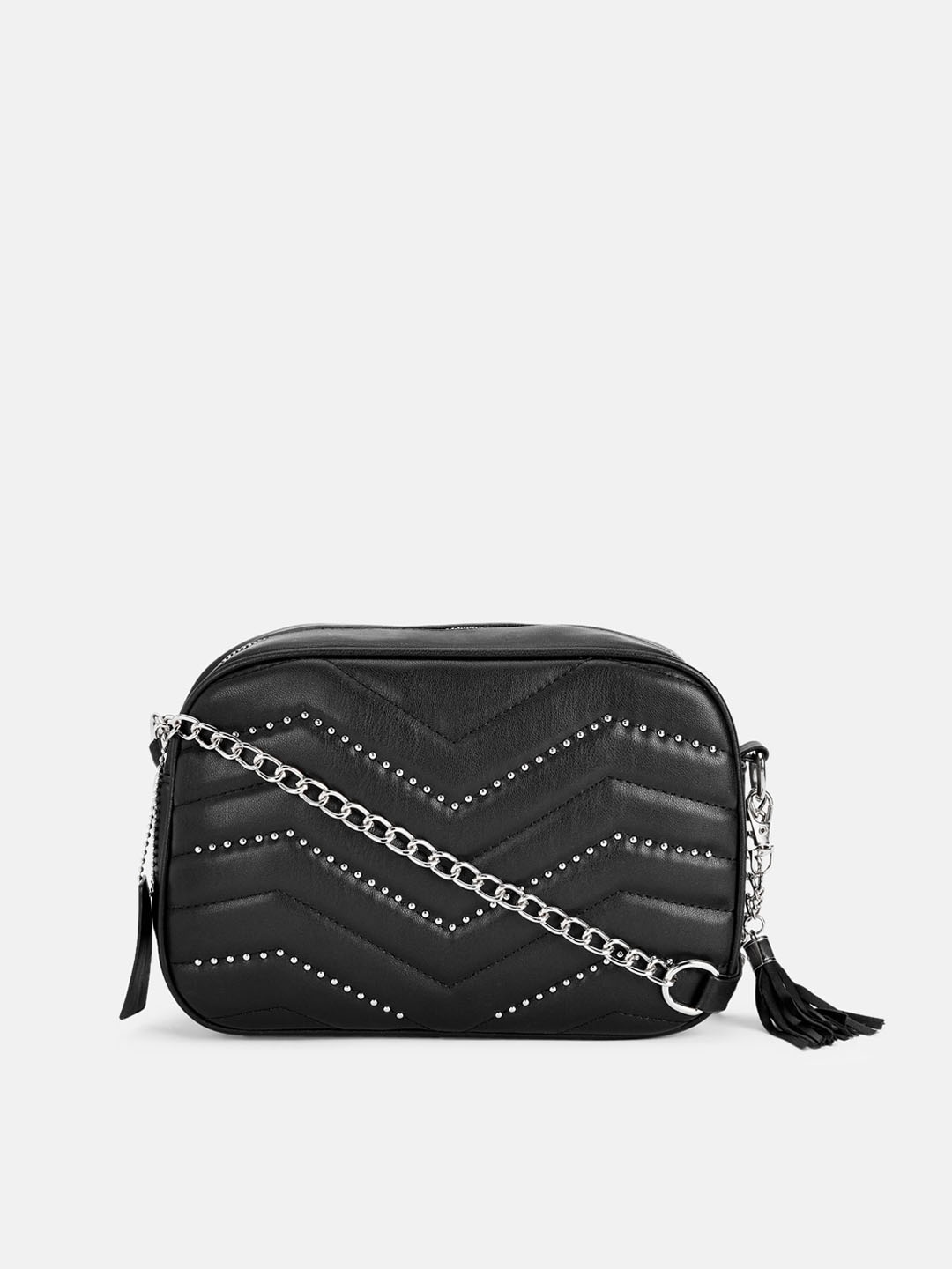 

Forever Glam by Pantaloons Women Black Embellished PU Swagger Sling Bag