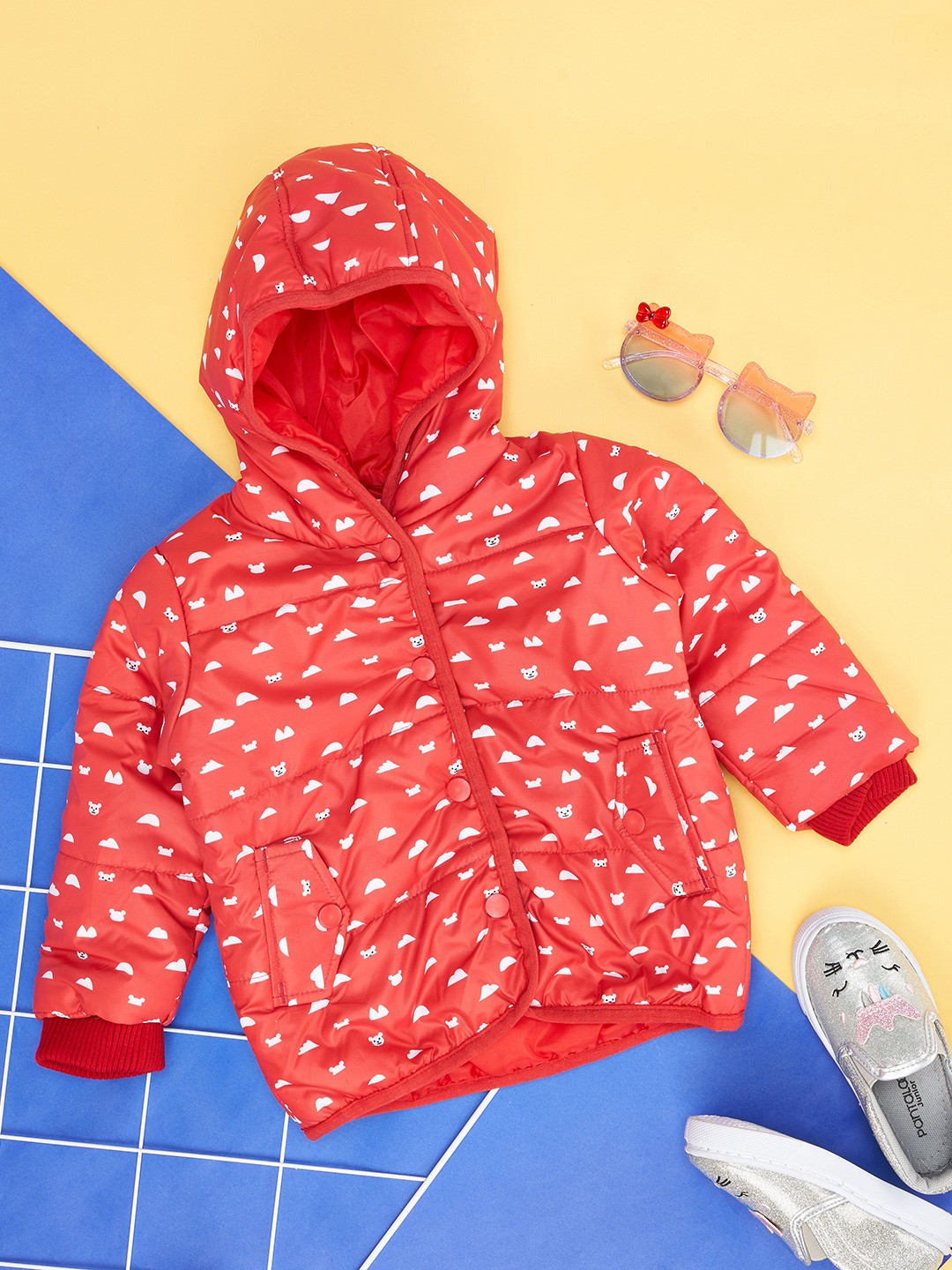 

Pantaloons Baby Girls Red Puffer Jacket