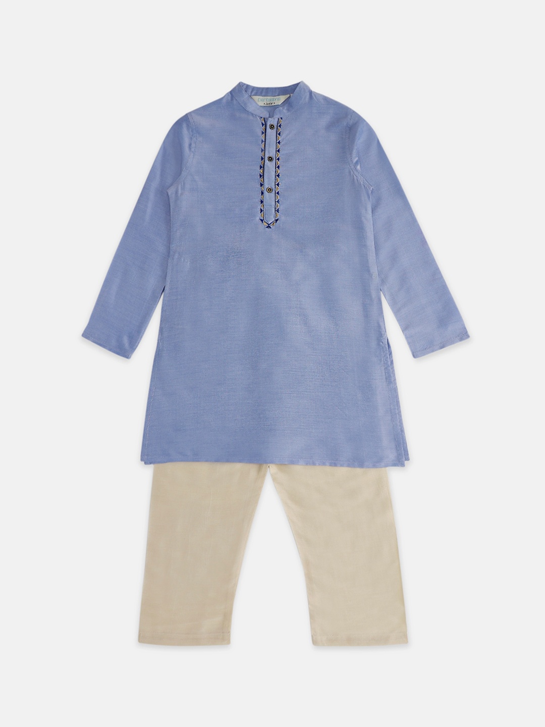 

indus route by Pantaloons Boys Blue Thread Work Kurta with Pyjamas