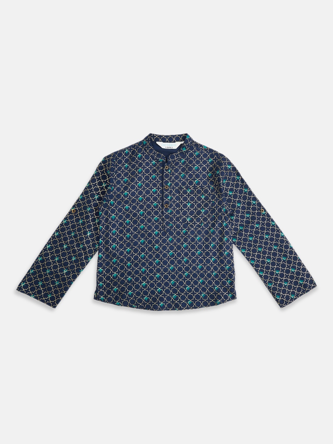 

indus route by Pantaloons Boys Printed Kurta, Blue