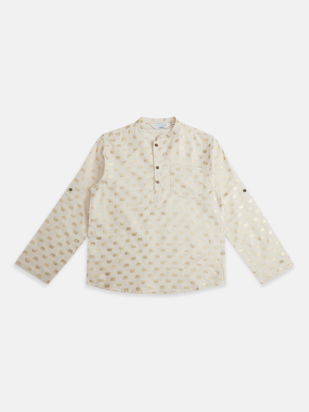 

indus route by Pantaloons Boys Ethnic Motifs Printed Kurta, Off white