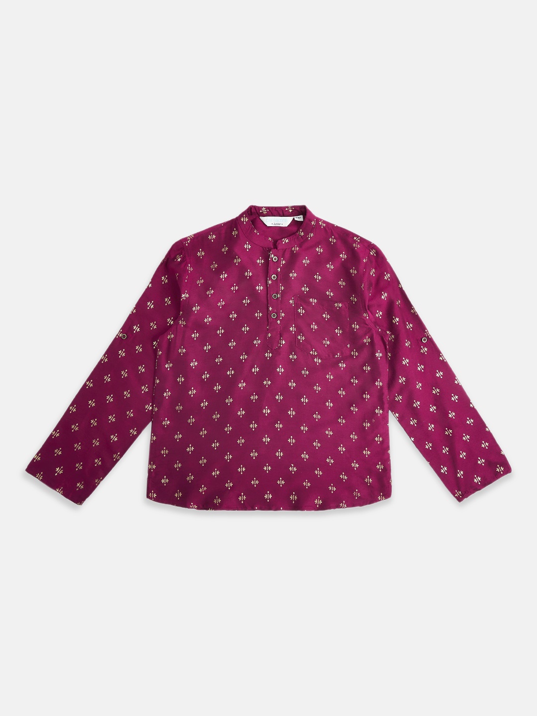 

indus route by Pantaloons Boys Ethnic Motifs Printed Kurta, Burgundy