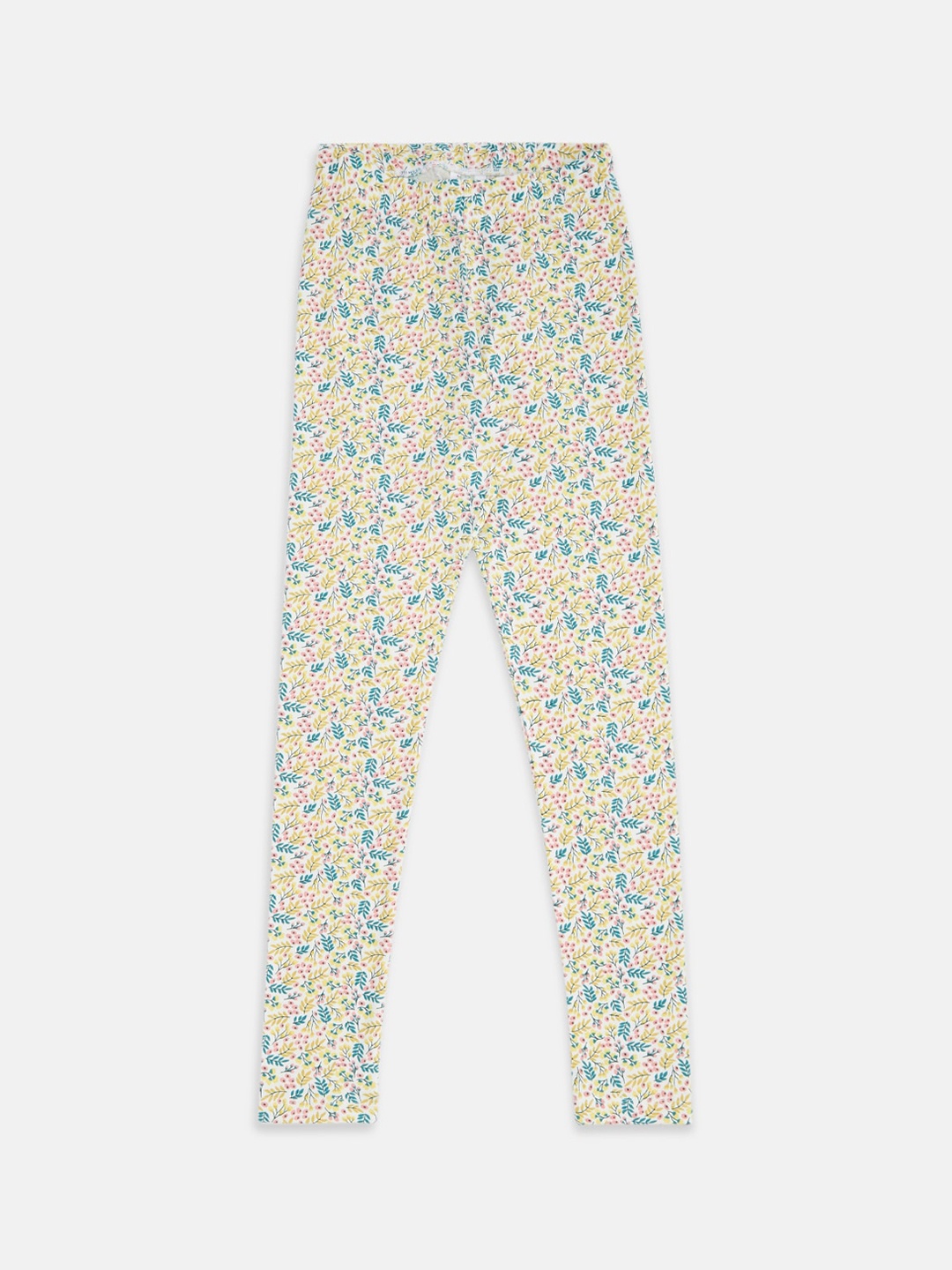 

Pantaloons Junior Girls Off White & Pink Printed Churidar-Length Leggings