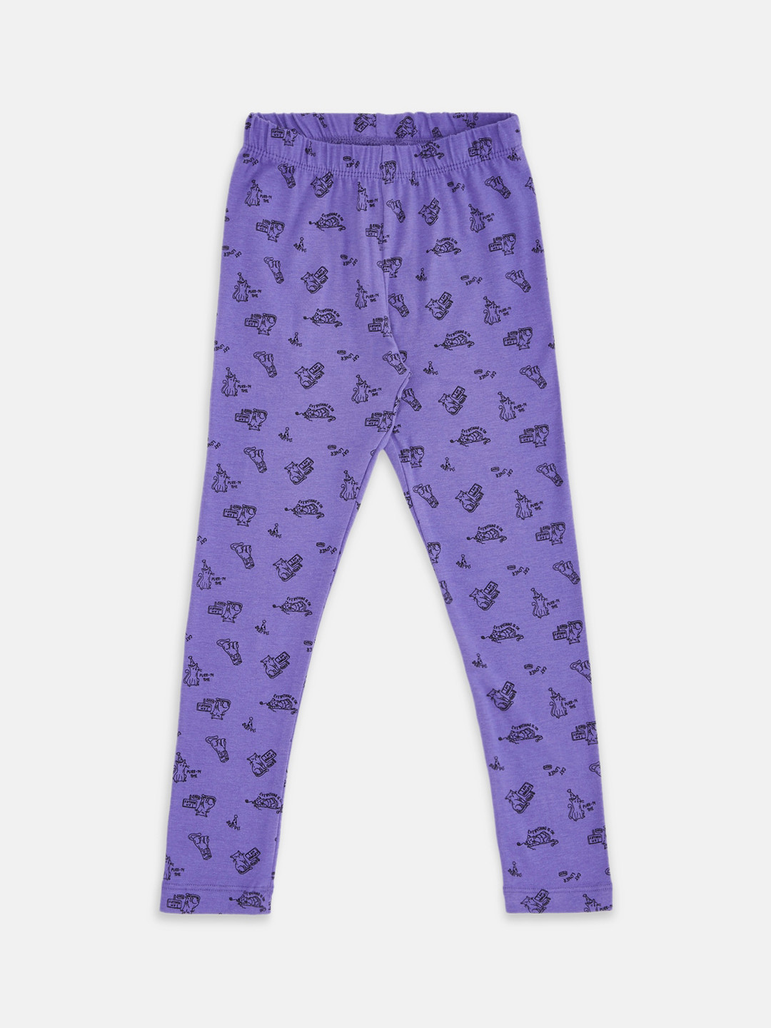 

Pantaloons Junior Girls Purple Printed Churidar-Length Leggings