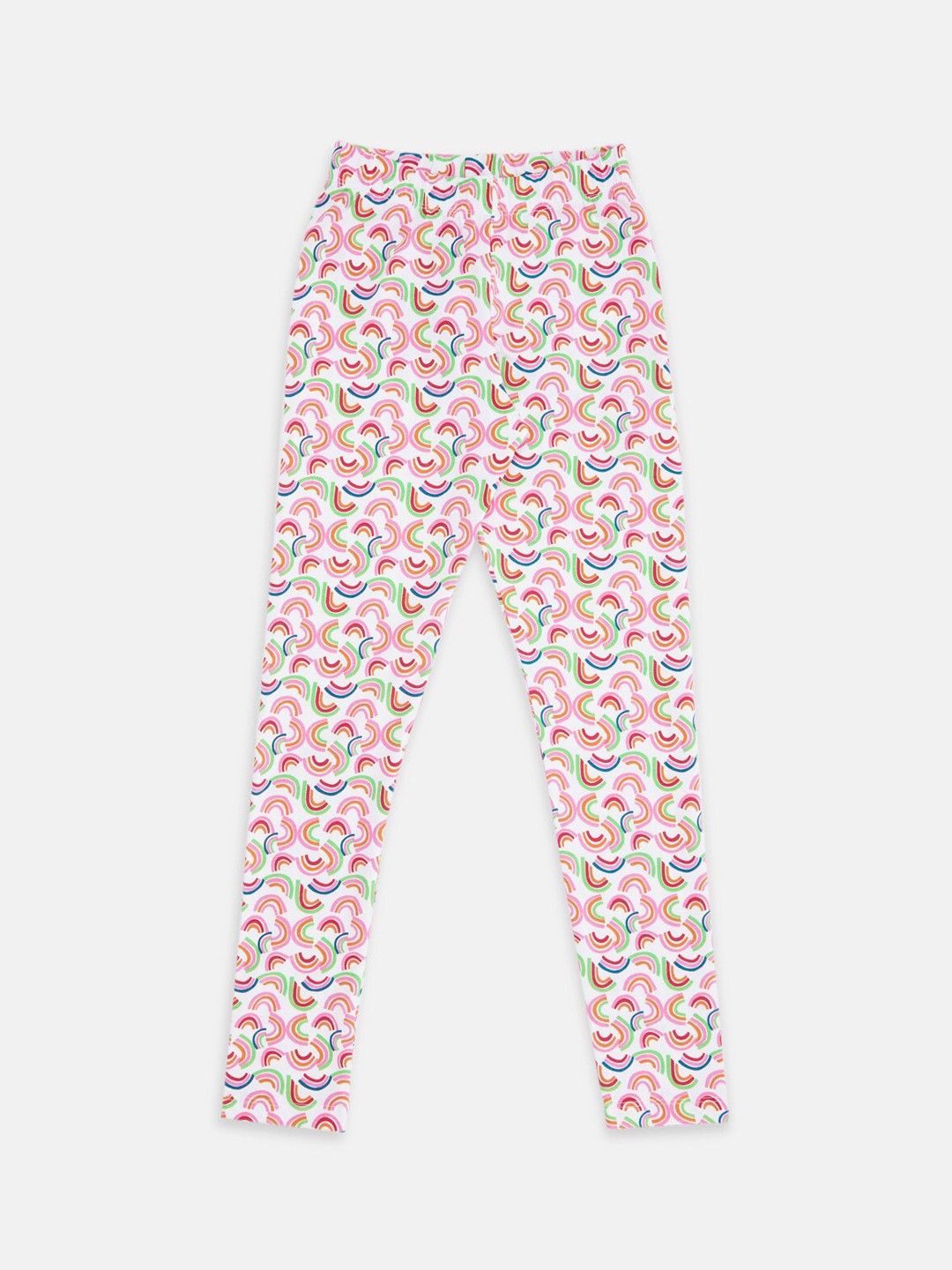 

Pantaloons Junior Girls White & Red Printed Churidar-Length Leggings