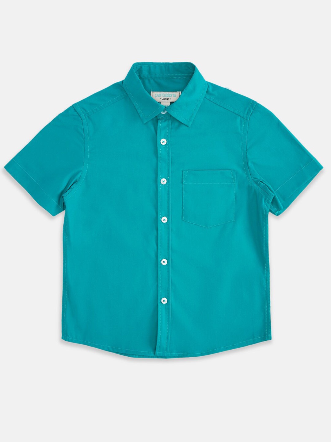 

Pantaloons Junior Boys Teal Solid Casual Cotton Shirt