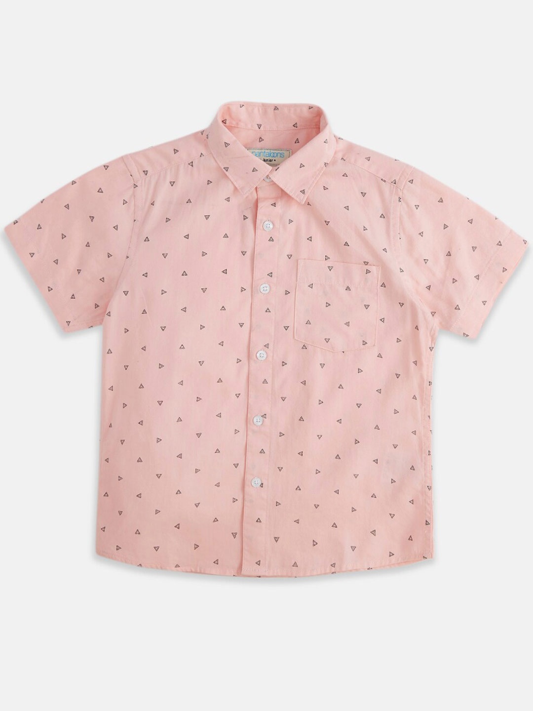 

Pantaloons Junior Boys Pink Printed Casual Cotton Shirt