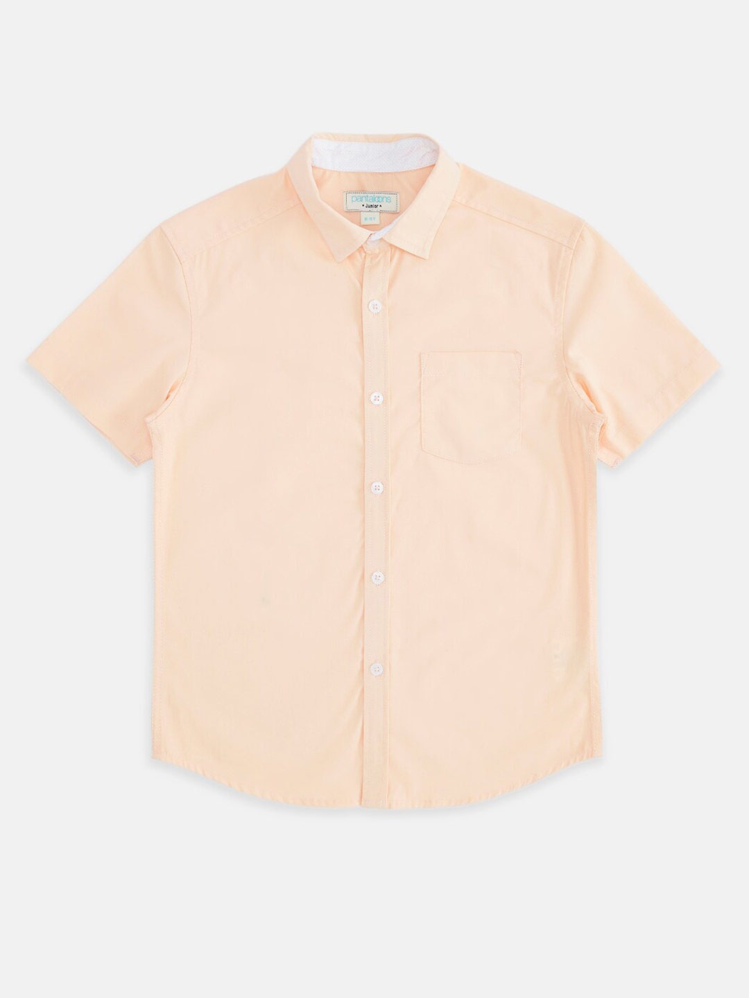 

Pantaloons Junior Boys Peach-Coloured Solid Casual Cotton Shirt