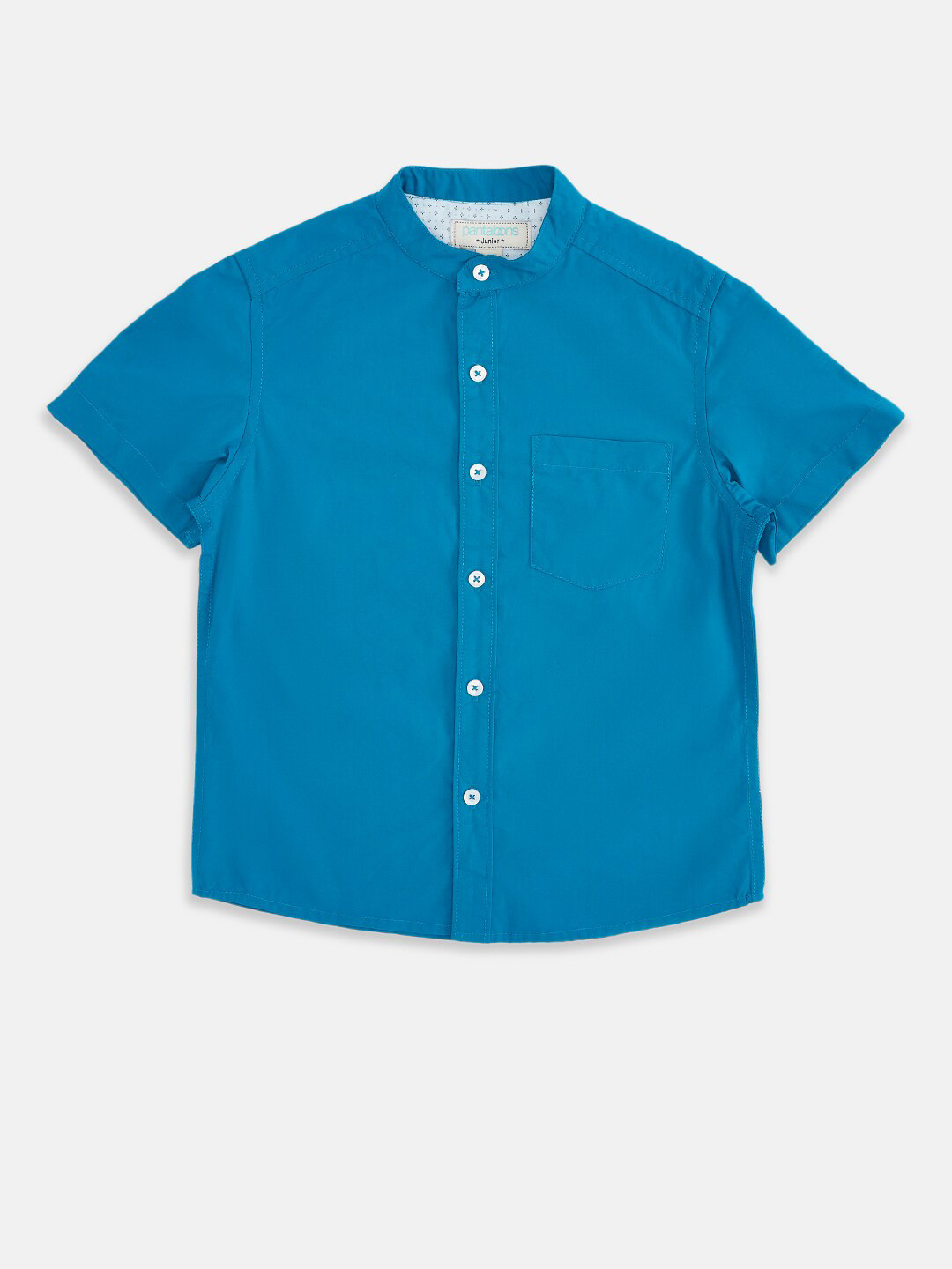 

Pantaloons Junior Boys Blue Solid Casual Cotton Shirt