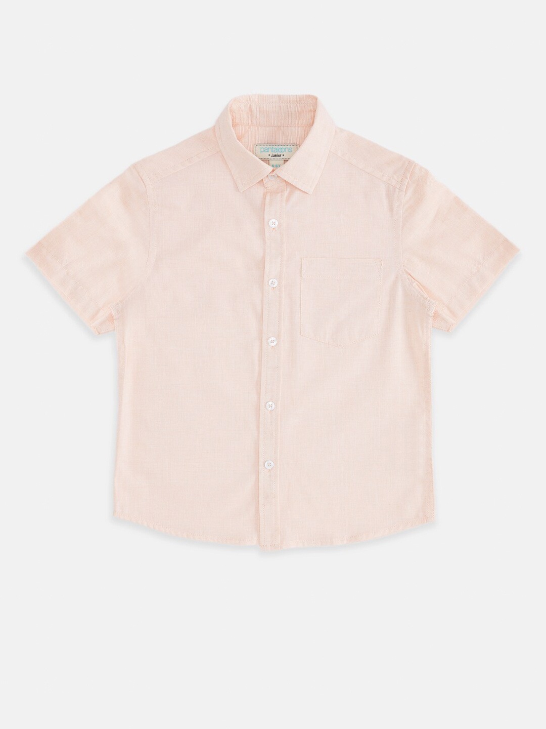 

Pantaloons Junior Boys Peach-Coloured Solid Casual Cotton Shirt