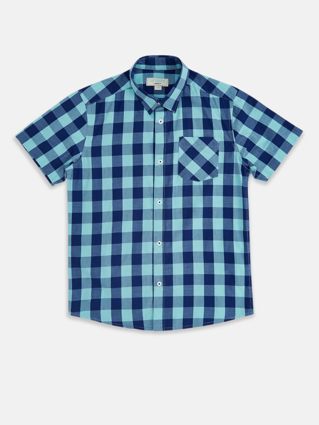 

Pantaloons Junior Boys Gingham Checked Casual Cotton Shirt, Blue