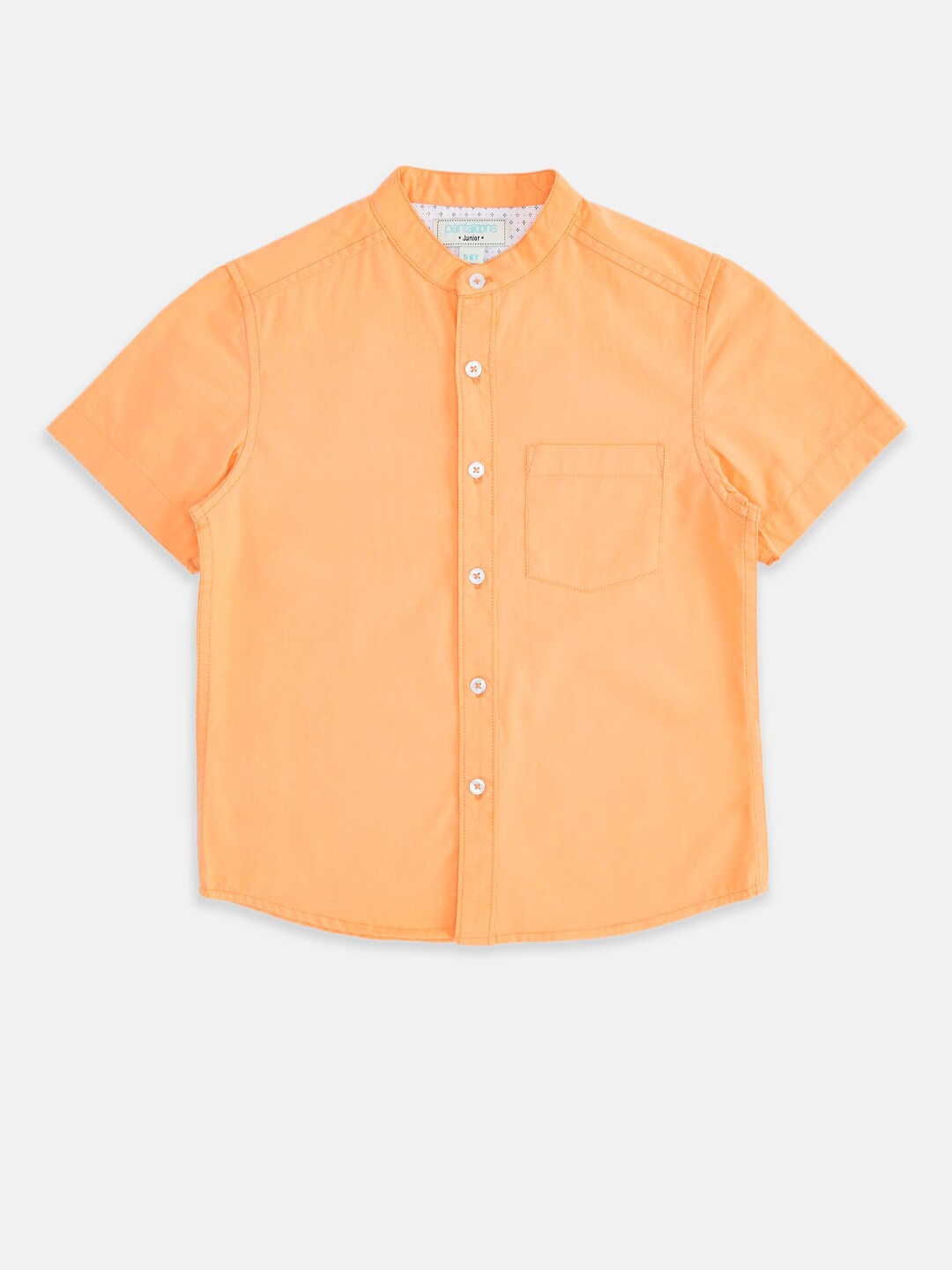 

Pantaloons Junior Boys Peach-Coloured Solid Casual Cotton Shirt