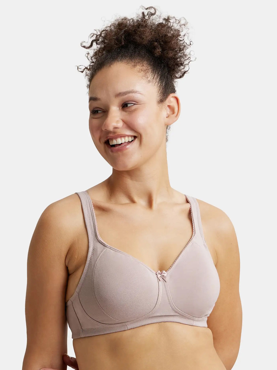 

Jockey Wirefree Non Padded Cotton Full Coverage Plus Size Bra with Side Panel Support-ES24, Beige