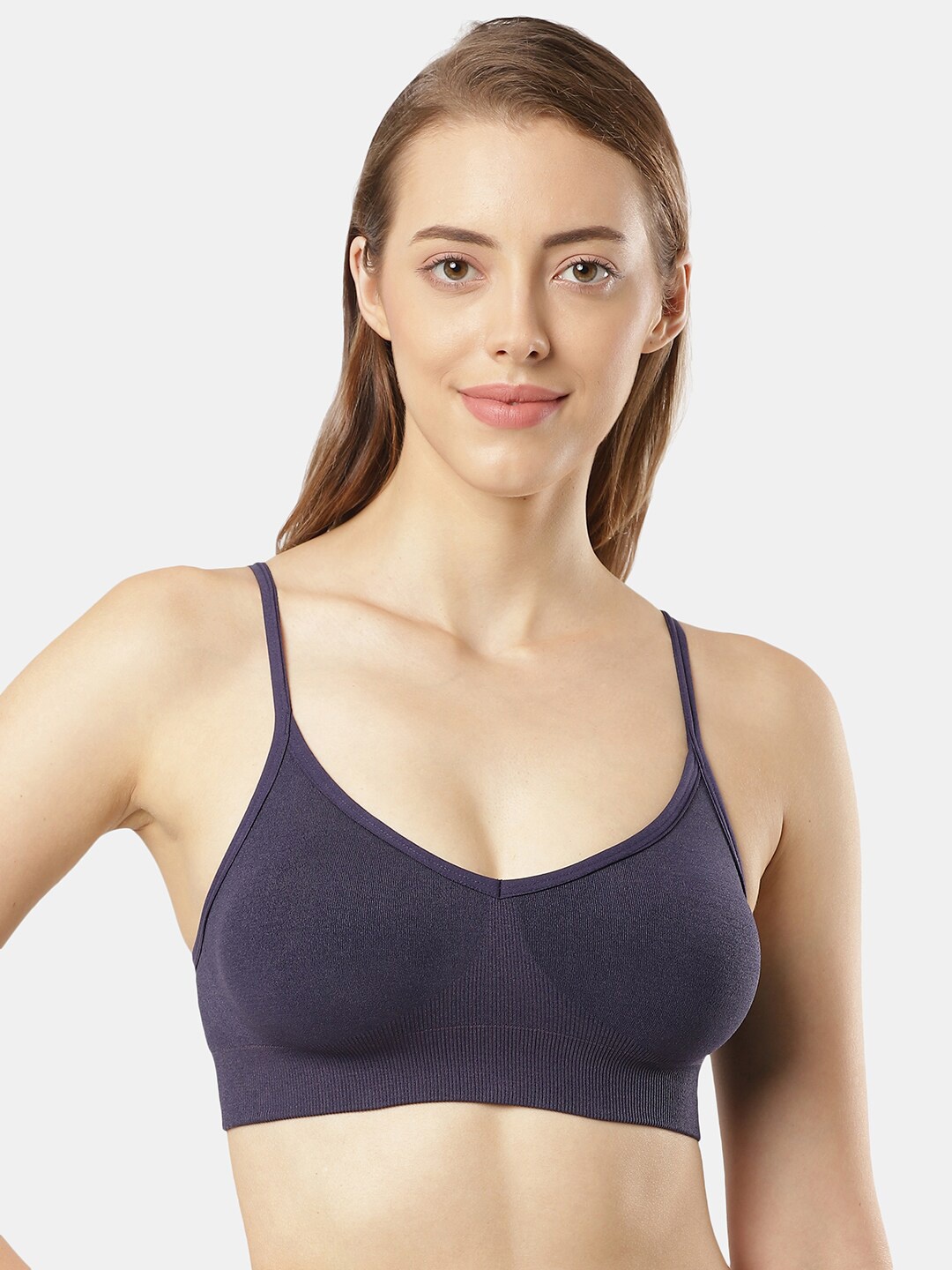 

Jockey Wirefree Seamfree Non Padded Micro Touch Nylon Full Coverage Beginners Bra-FE74, Blue