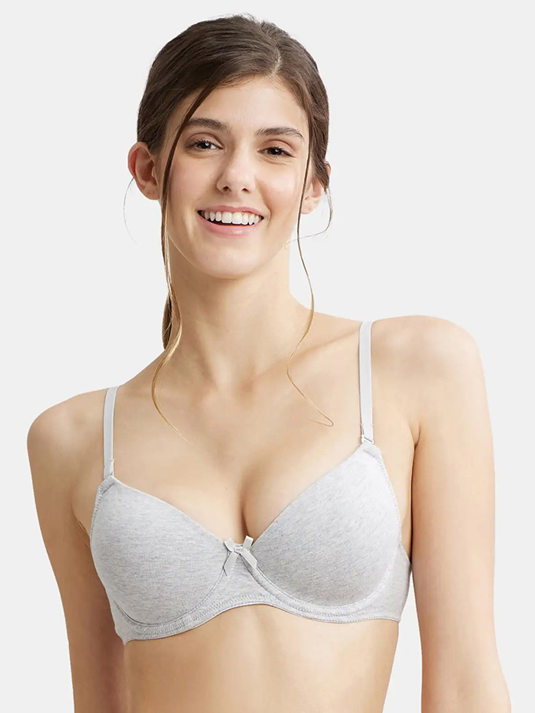 

Jockey UnderWired Padded Cotton Medium Coverage Multiway Styling Tshirt Bra-1245, Grey