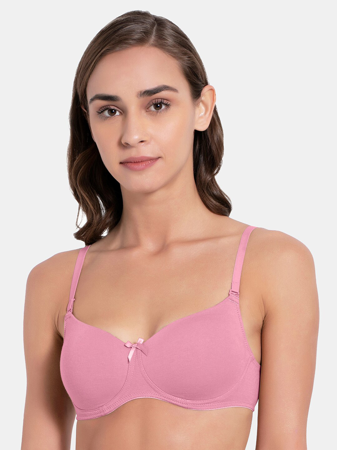

Jockey Wirefree Padded Cotton Medium Coverage Multiway Styling Tshirt Bra-FE23, Pink