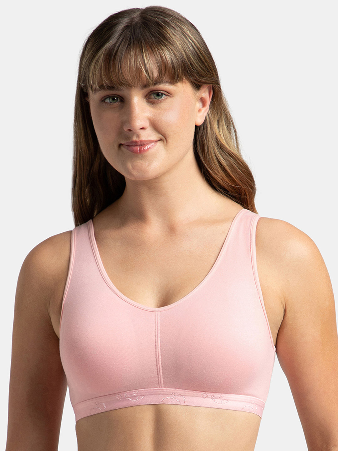 

Jockey Wirefree Padded Cotton Full Coverage Lounge and Sleep Bra with Removable Pads -ES04, Pink