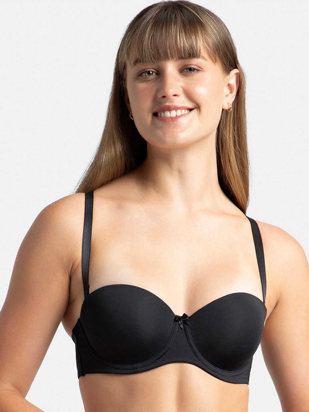 

Jockey Under Wired Padded Soft Touch Full Coverage Multiway Styling Strapless Bra-1831, Black