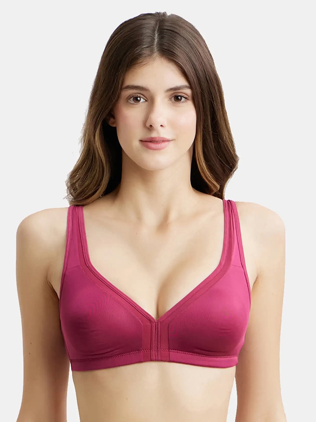 

Jockey Wirefree Non Padded Soft Touch Full Coverage Stylised Mesh Panel Tshirt Bra-1820, Magenta