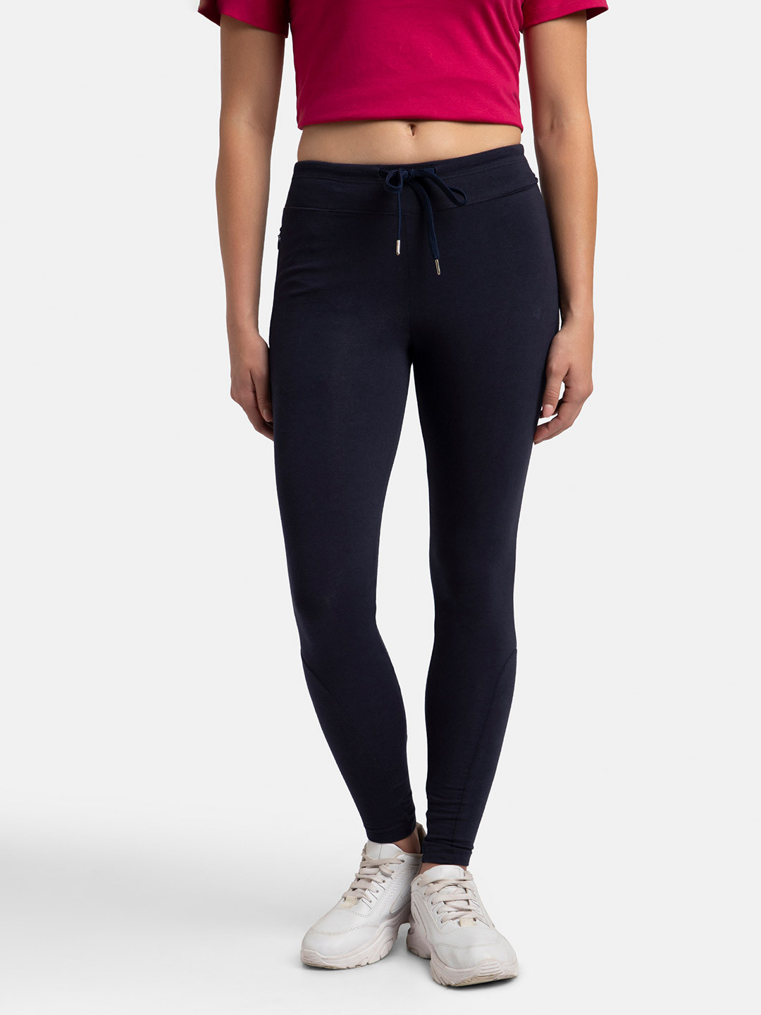 

Jockey Super Combed Cotton Stretch Yoga Pants with Side Zipper Pocket-AA01, Navy blue