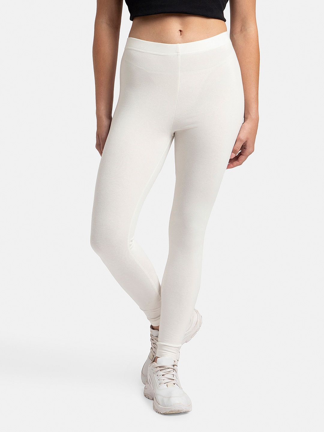 

Jockey Super Combed Cotton Stretch Leggingssoft Waistband-AW87, White