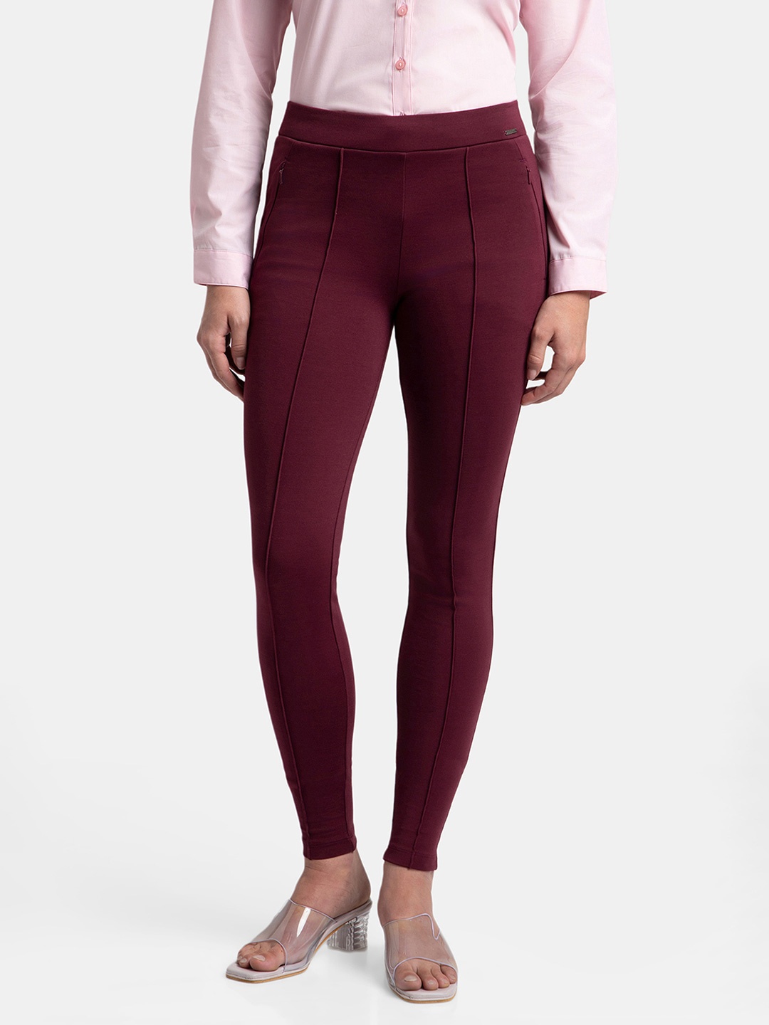 

Jockey Stretch Treggings with Side Zipper Pockets-IW05, Maroon