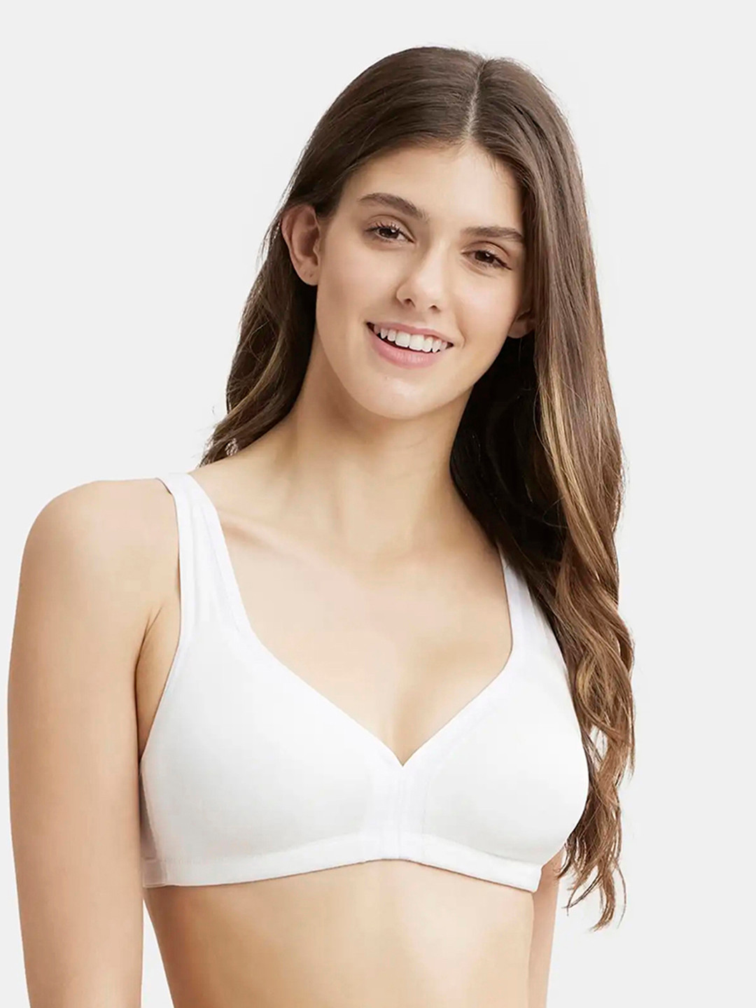 

Jockey Wirefree Non Padded Soft Touch Full Coverage Stylised Mesh Panel Tshirt Bra-1820, White