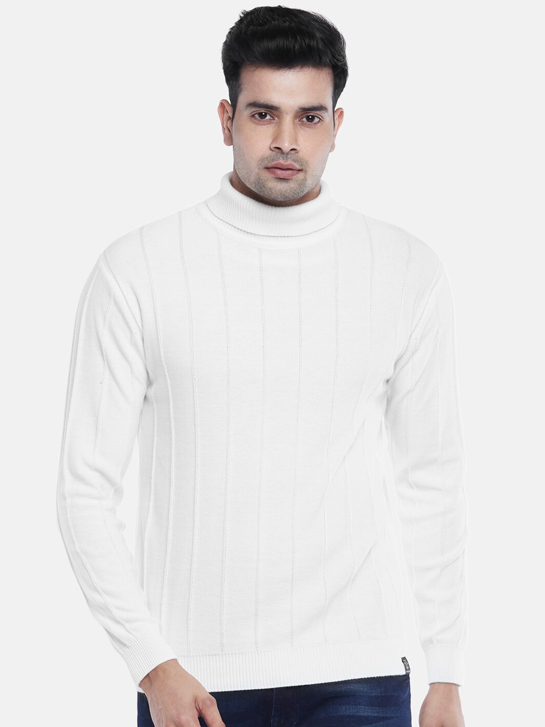 

People Men Off White Striped Cotton Pullover