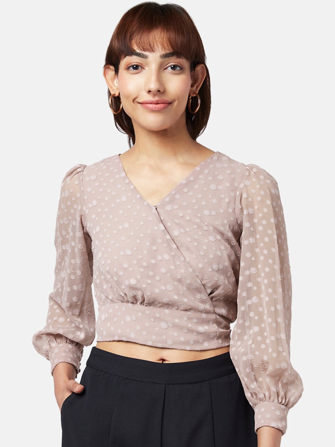 

Honey by Pantaloons Women Pink Wrap Crop Top