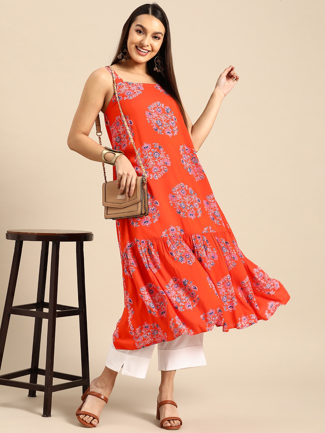 

Anouk Women Floral Printed Kurta, Red