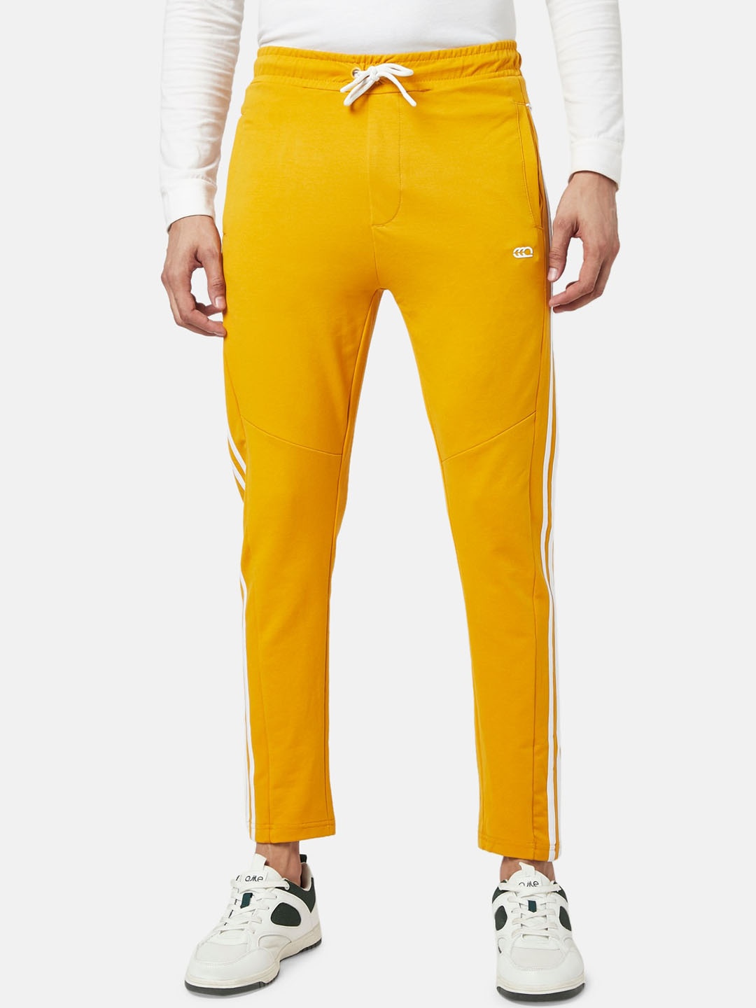 

Ajile by Pantaloons Men Mustard Yellow Solid Cotton Slim-Fit Track Pant