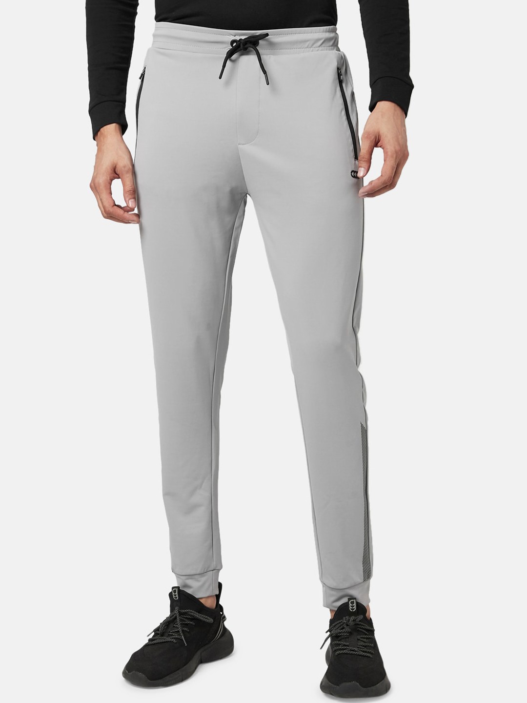 

Ajile by Pantaloons Men Grey Solid Cotton Slim-Fit Jogger