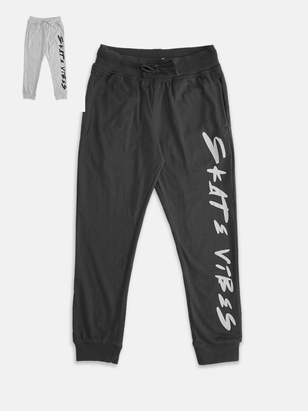 

Pantaloons Junior Boys Pack Of 2 Printed Cotton Joggers, Grey