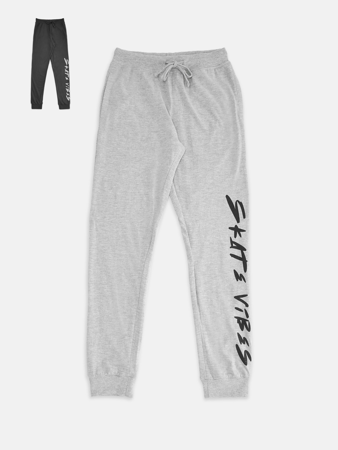 

Pantaloons Junior Boys Pack Of 2 Solid Cotton Joggers, Grey