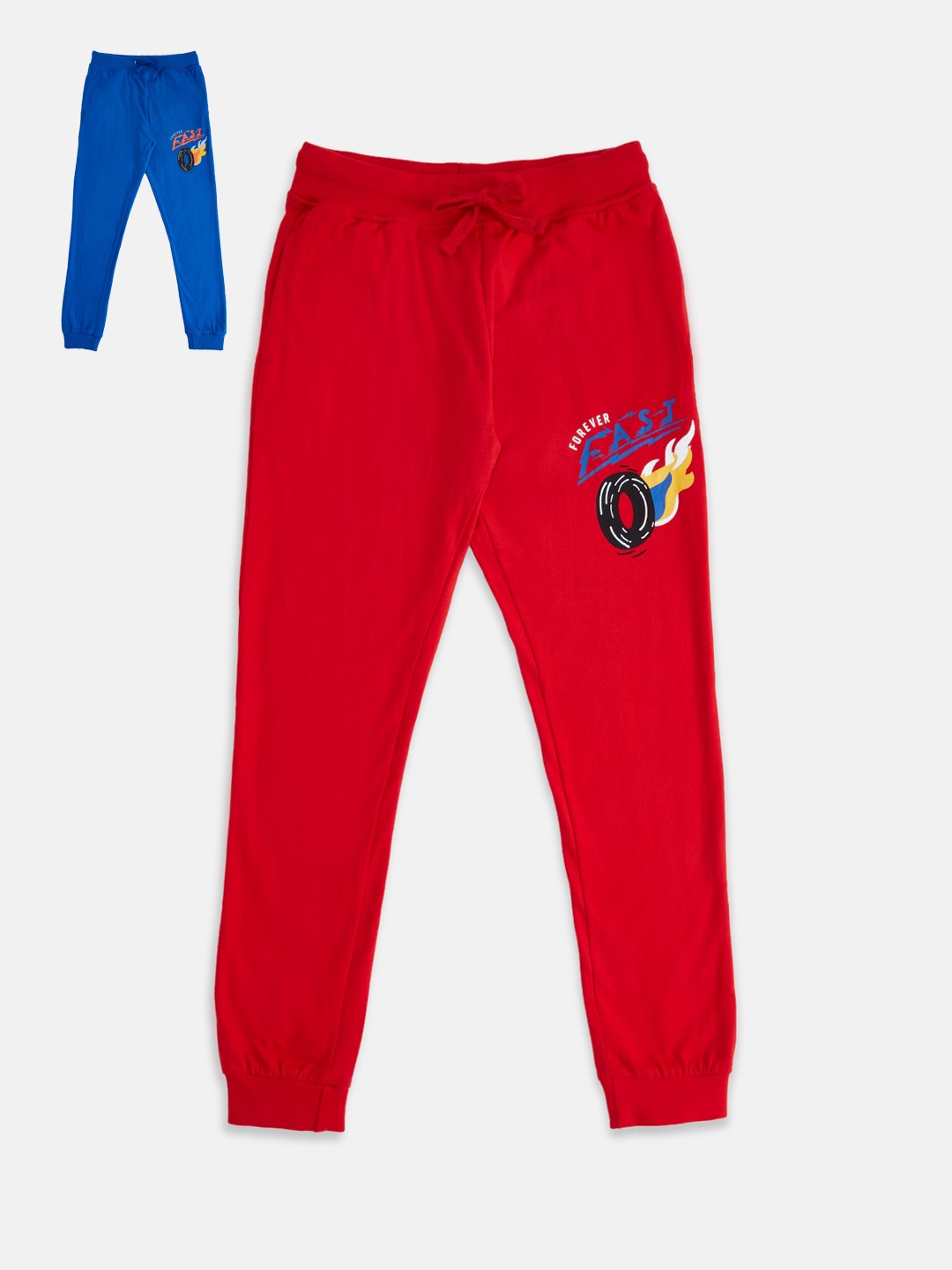 

Pantaloons Junior Boys Pack Of 2 Solid Cotton Joggers, Red