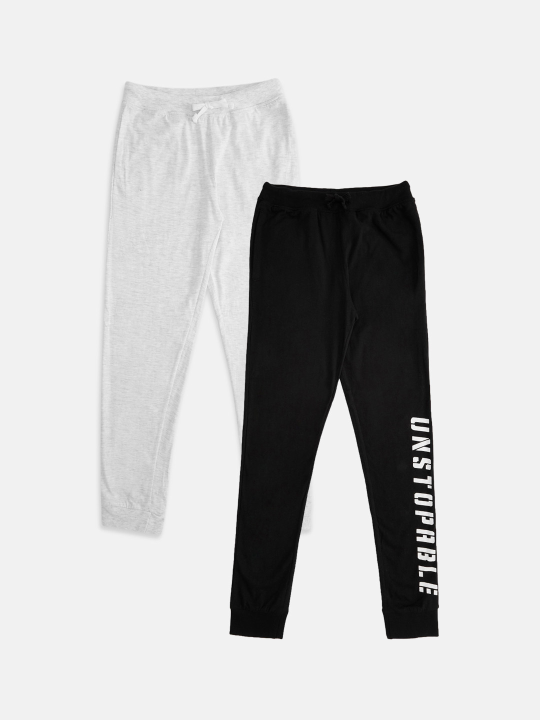 

Pantaloons Junior Boys Pack Of 2 Solid Pure Cotton Joggers, Multi